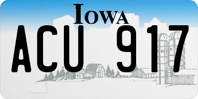 IA license plate ACU917