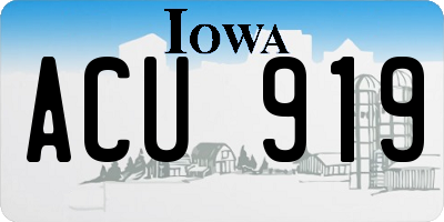 IA license plate ACU919