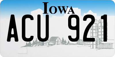 IA license plate ACU921