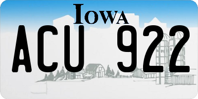IA license plate ACU922