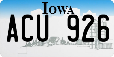 IA license plate ACU926