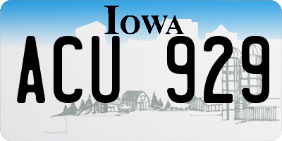 IA license plate ACU929