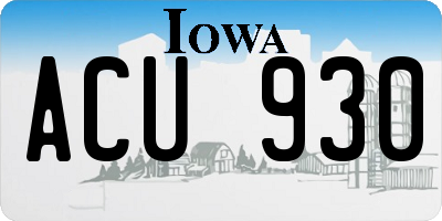 IA license plate ACU930