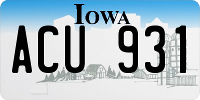 IA license plate ACU931