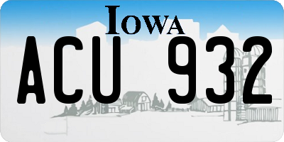 IA license plate ACU932