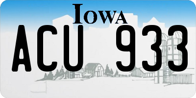 IA license plate ACU933