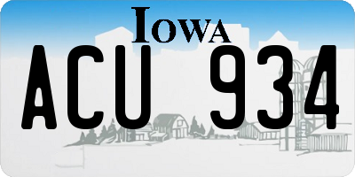 IA license plate ACU934