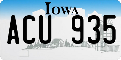 IA license plate ACU935