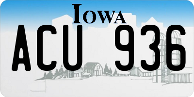 IA license plate ACU936