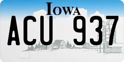 IA license plate ACU937