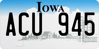 IA license plate ACU945