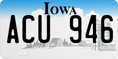 IA license plate ACU946