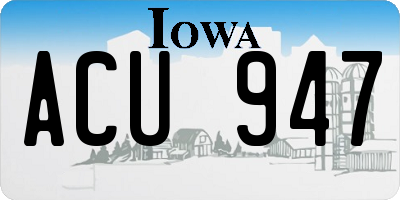 IA license plate ACU947