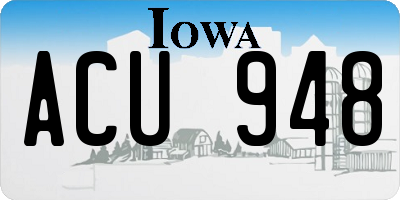 IA license plate ACU948