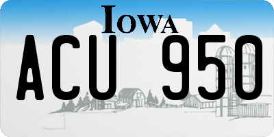 IA license plate ACU950
