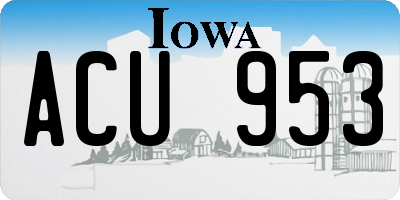 IA license plate ACU953