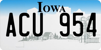 IA license plate ACU954
