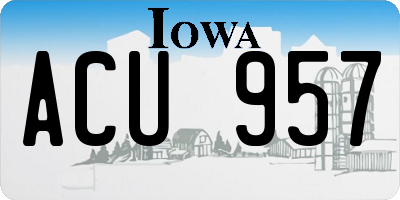 IA license plate ACU957
