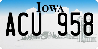 IA license plate ACU958