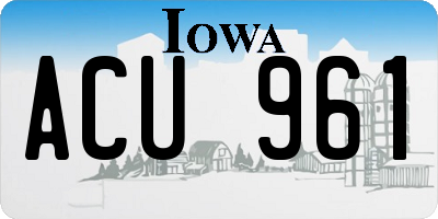 IA license plate ACU961
