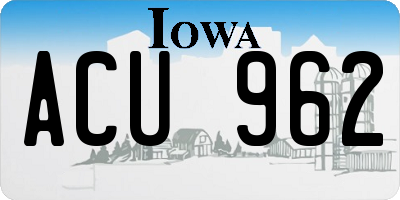 IA license plate ACU962
