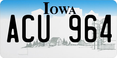 IA license plate ACU964