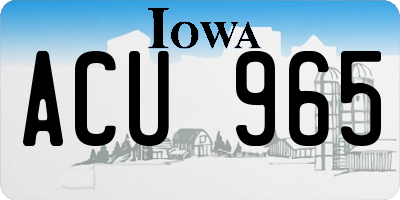 IA license plate ACU965