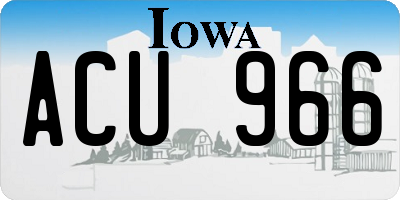 IA license plate ACU966