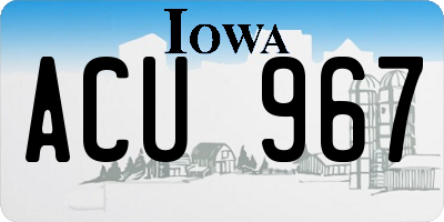 IA license plate ACU967