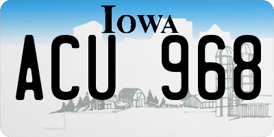 IA license plate ACU968