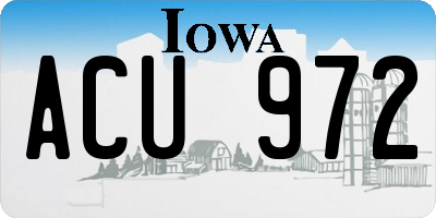IA license plate ACU972