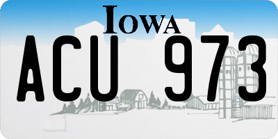 IA license plate ACU973