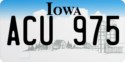 IA license plate ACU975
