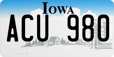 IA license plate ACU980