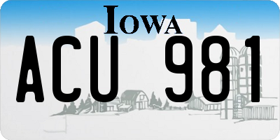 IA license plate ACU981