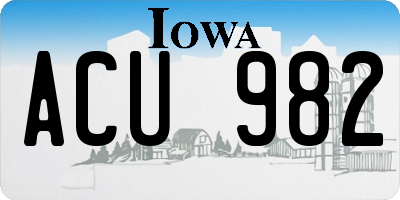 IA license plate ACU982