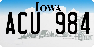 IA license plate ACU984