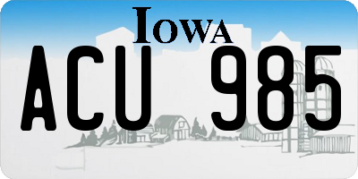 IA license plate ACU985