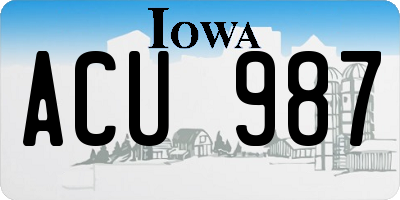 IA license plate ACU987