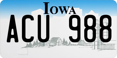 IA license plate ACU988