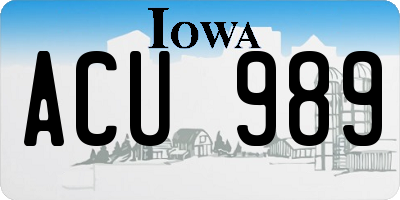 IA license plate ACU989