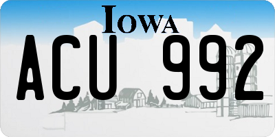 IA license plate ACU992