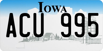IA license plate ACU995