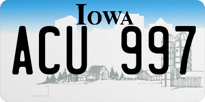 IA license plate ACU997