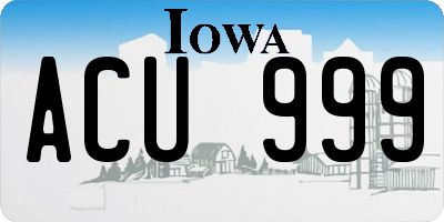 IA license plate ACU999