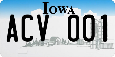 IA license plate ACV001