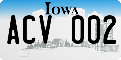IA license plate ACV002