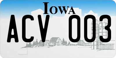 IA license plate ACV003