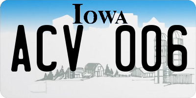 IA license plate ACV006
