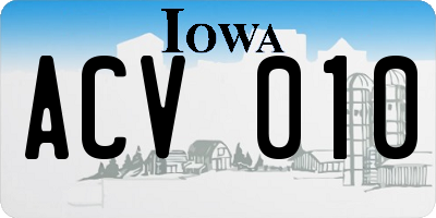 IA license plate ACV010
